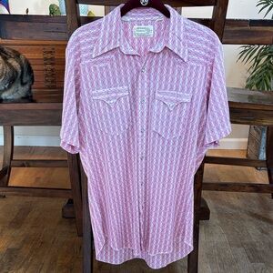 Men's vintage Bronco Western Button Down Shirt Pearl snaps size 15.5